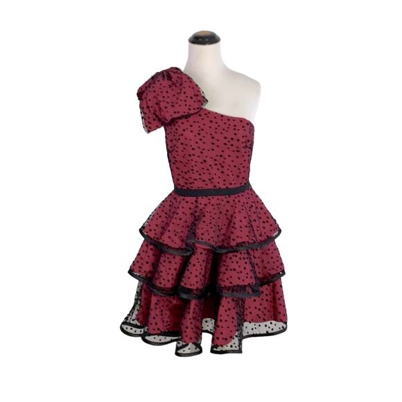 Pearl Georgina Chapman Marchesa Polka Dot Tiered Tulle Prom Dress Gothic 4 - Picture 3 of 9